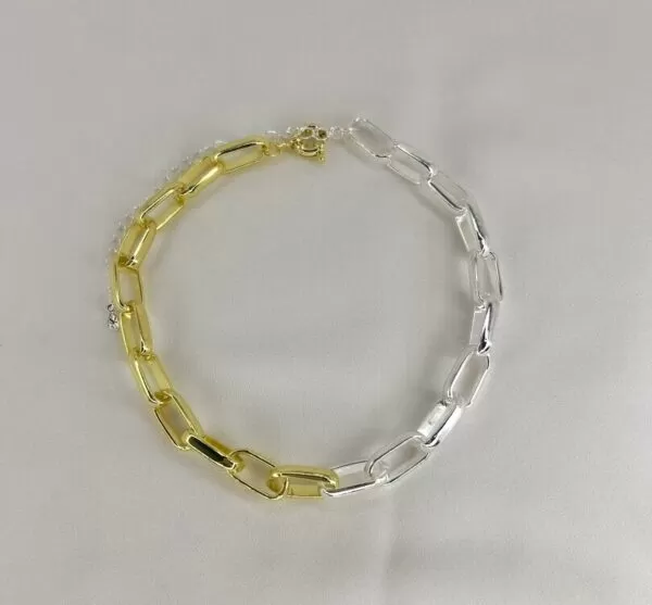 CHOKER CORRENTE PRATA E DOURADO